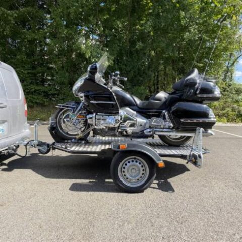 Remorque porte-moto Cochet abaissable et pliable