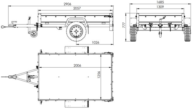 Remorque galvanisée 200x125 cm Garden Trailer 201 KIPP + accessoires – Image 2