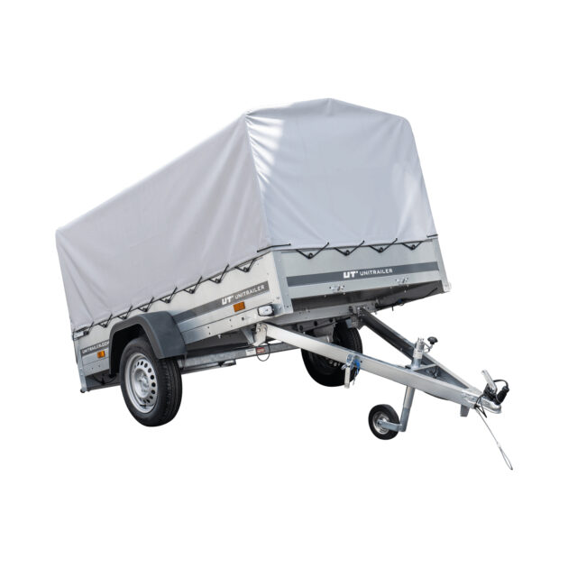 Remorque routière Garden Trailer 230 KIPP avec bâche haute, arceau H-800 et roue jockey 230x125
