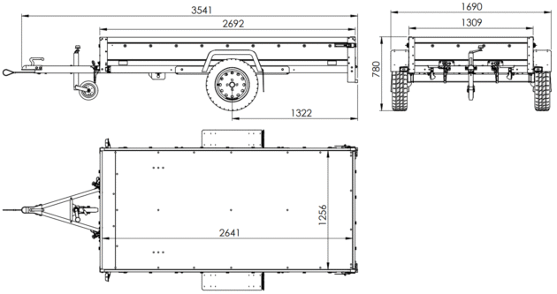 Remorque voiture longue GARDEN TRAILER 264 KIPP avec bâche bleue – Image 16